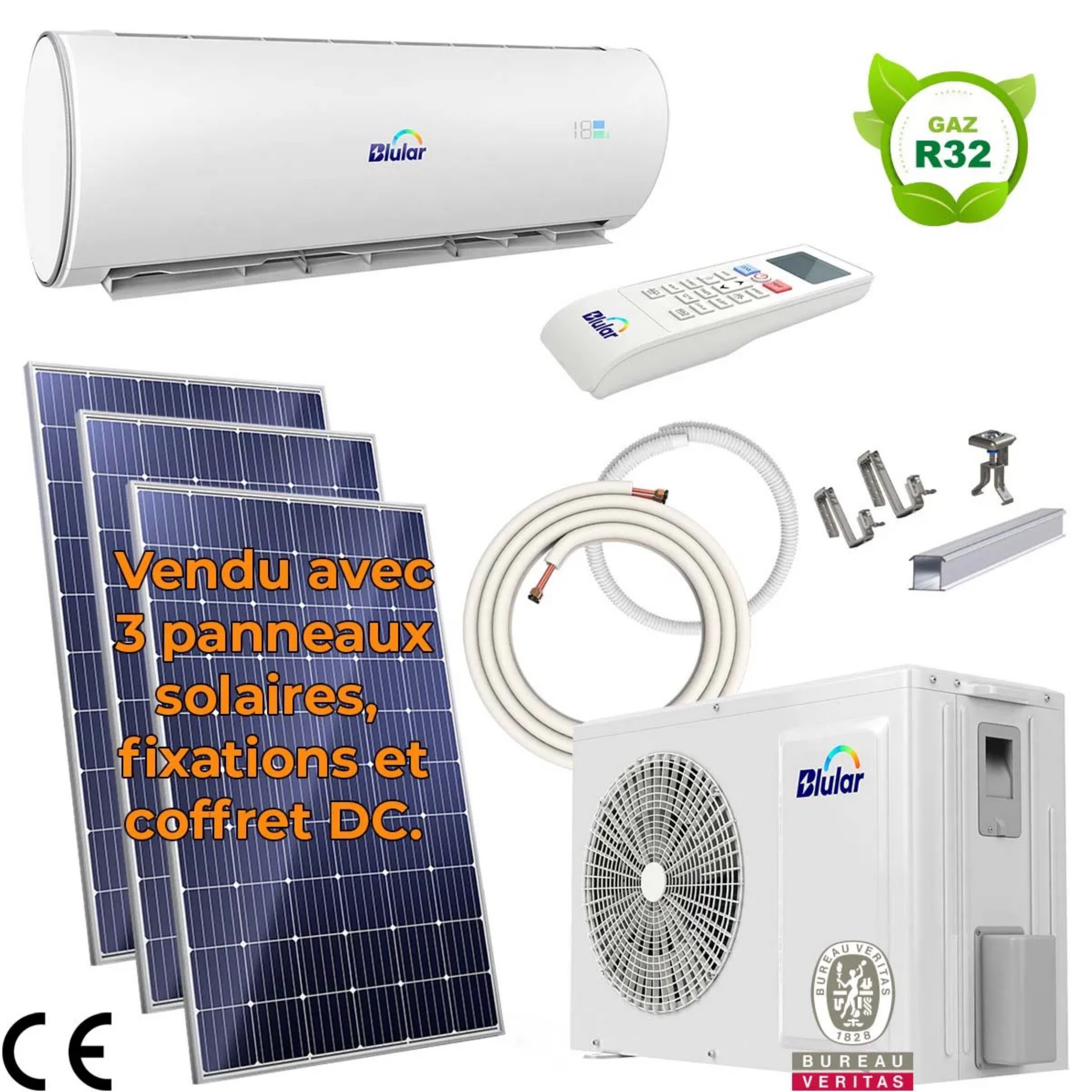 CLIMATISEUR SOLAIRE HYBRIDE 3,5 KW COMPLET.