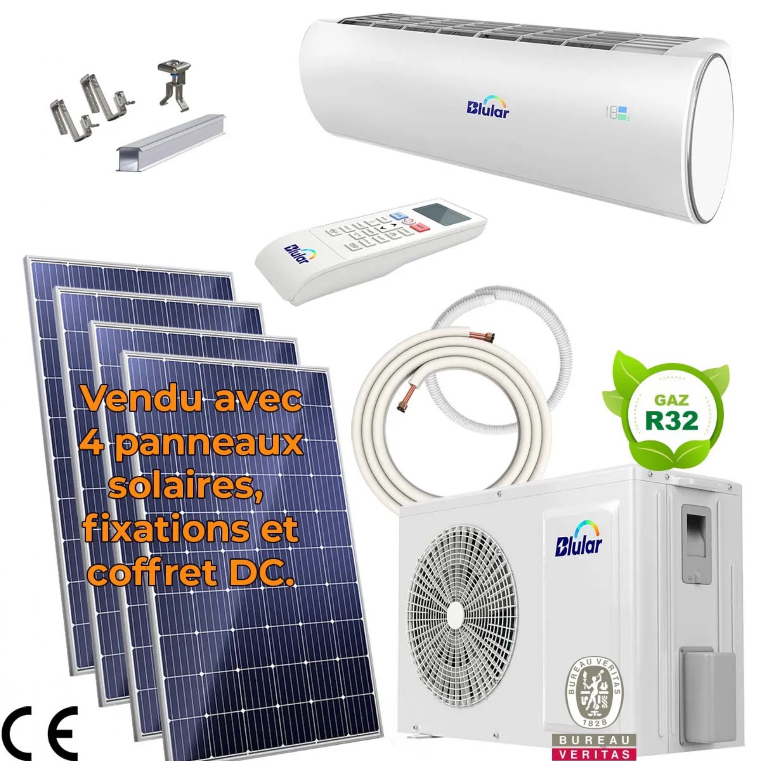 CLIMATISEUR SOLAIRE HYBRIDE 5 KW COMPLET.